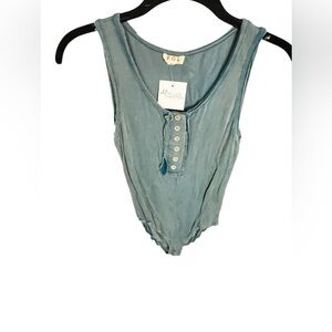 POL Bodysuit blue green button small new